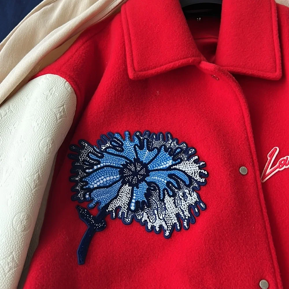 LV x YK Psychedelic Flower Embroidered Varsity Blouson - Picture 4 of 6